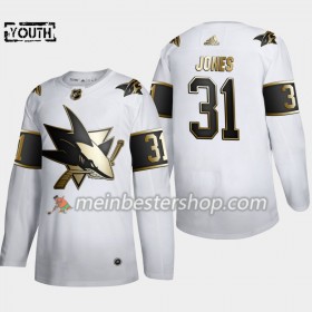 San Jose Sharks Martin Jones 31 Adidas 2019-2020 Golden Edition Weiß Trikot Authentic - Kinder